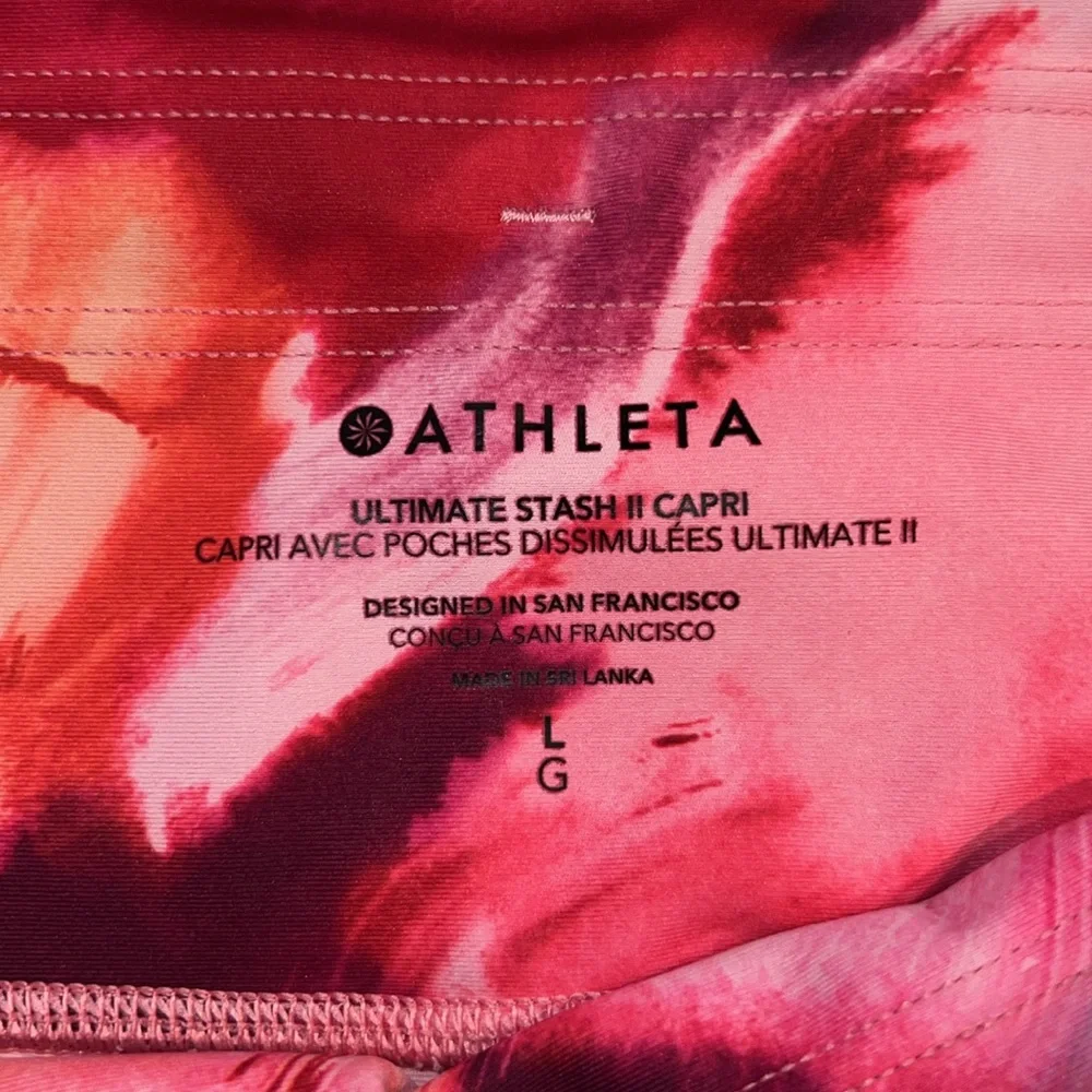 Athleta Pants Womens Large Pink Coral Ultimate Stash II Cropped Leggings Active